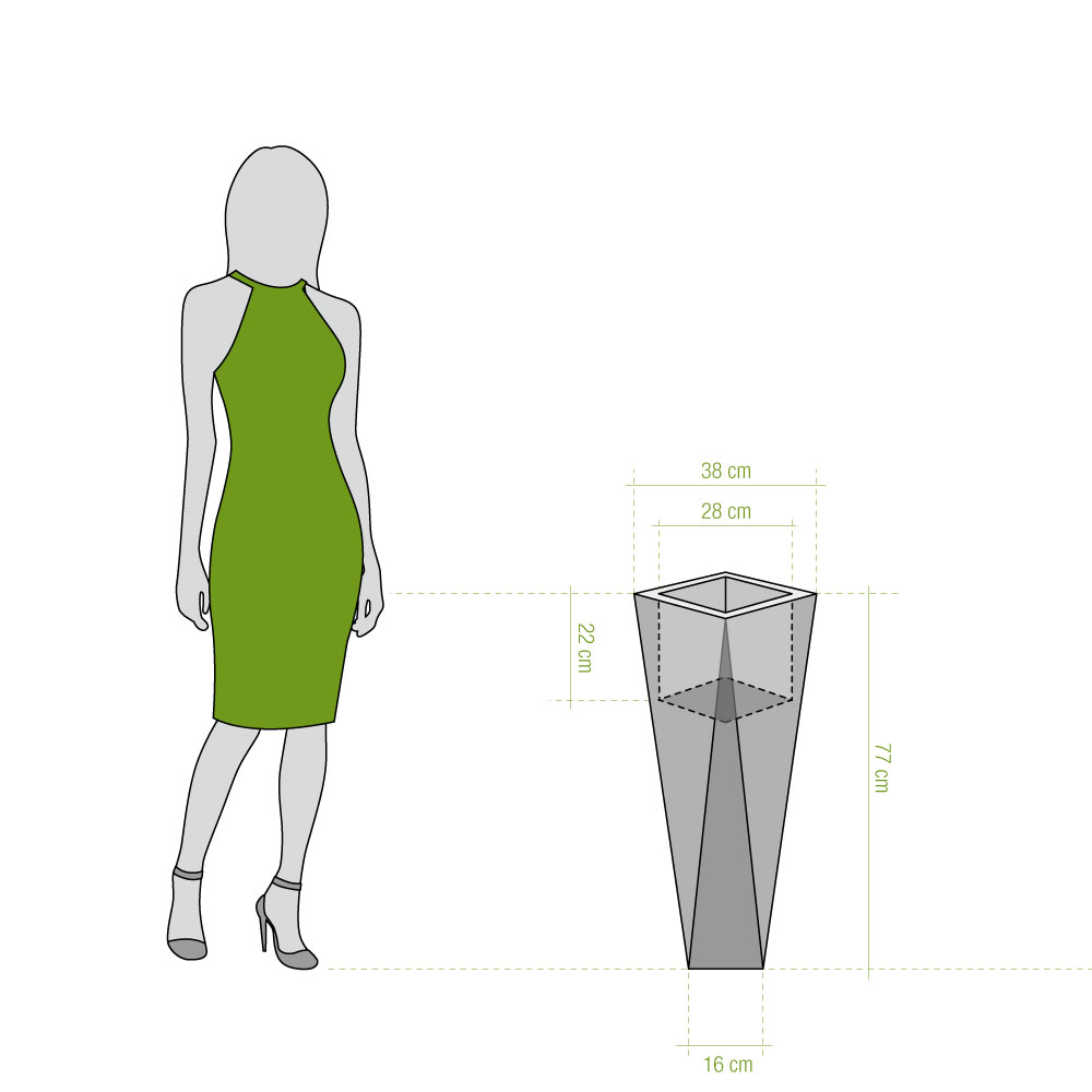 Wysoka donica Rossa 75 _wymiary donicy