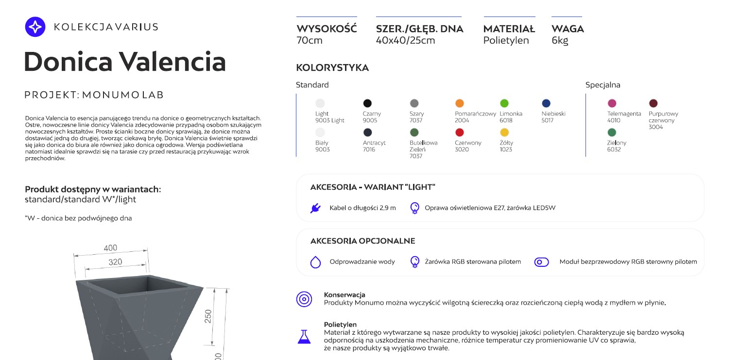 Wyposażenie i cechy donic Valencia