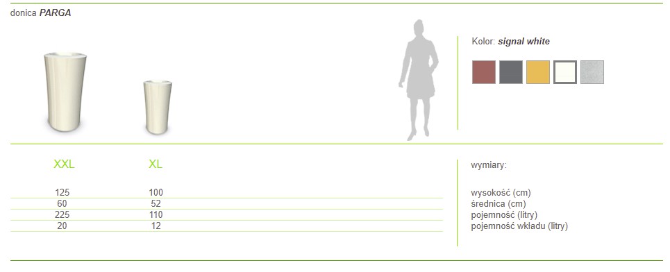 Donice ogrodowe Silba-porownanie wielkosci 