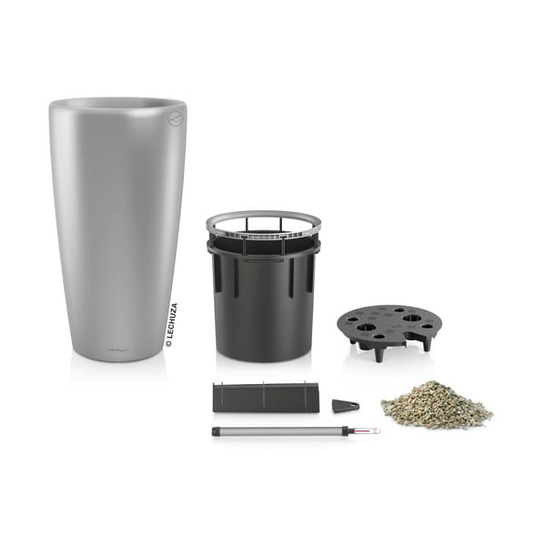 Vaso Classico Premium 21 Lechuza Set Completo Argento Metal - 21 Cm